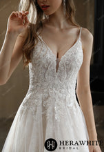 Load image into Gallery viewer, HW3029 HERAWHITE Beaded A-Line Wedding Dress with Spaghetti Straps