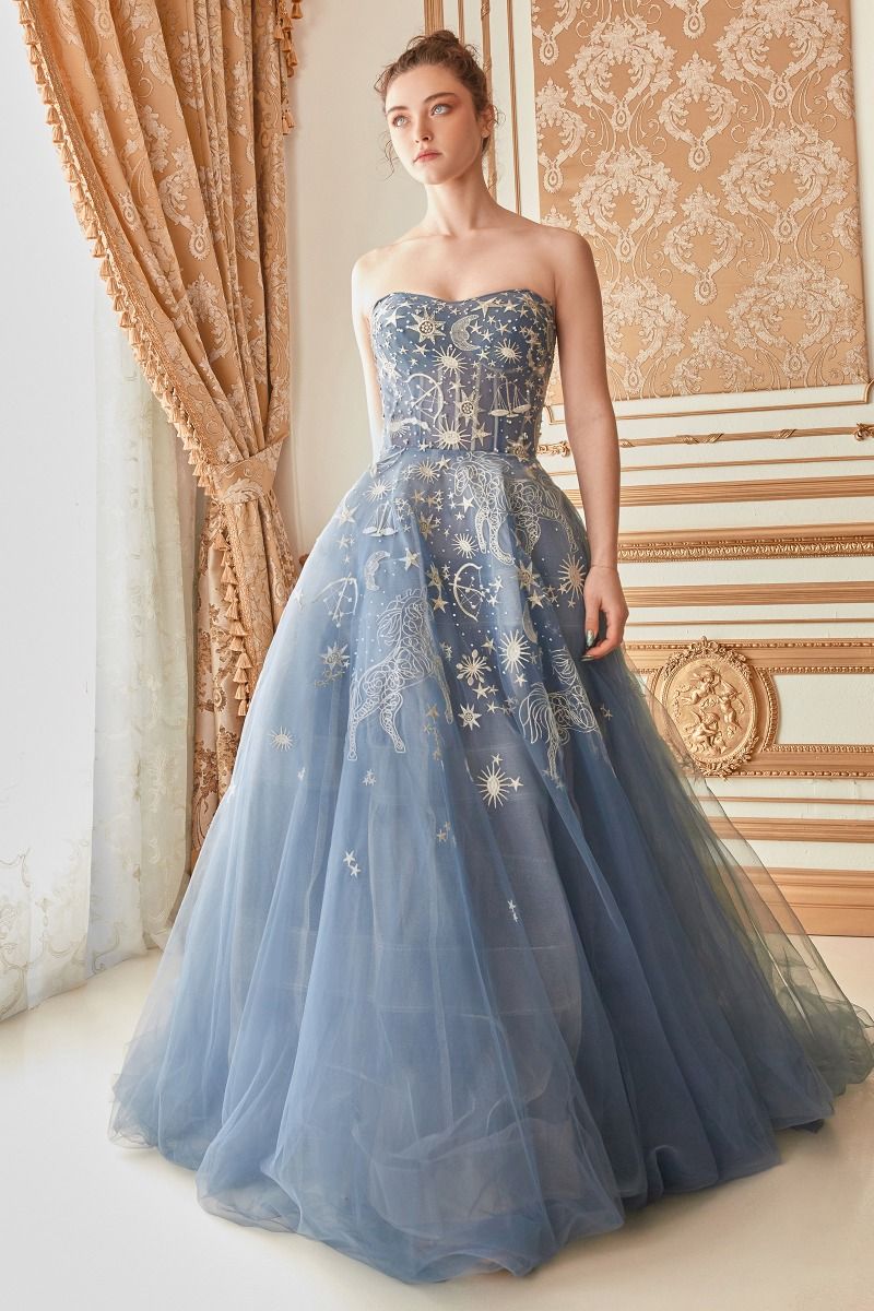 celestial formal dress Ladivine A0890 SCHL005953_R_S Imagine yourself gliding into Denim Love Medium Wash Color:Black / Silver