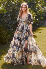 Load image into Gallery viewer, Ladivine A1336 - FLORAL PRINTED RUFFLE GOWN