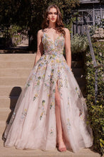 Load image into Gallery viewer, Ladivine A1460 - MULTICOLOR FLORAL A-LINE GOWN