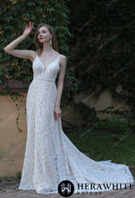 Load image into Gallery viewer, HW3044 HERAWHITE Summer Boho Lace Wedding Dress With Spaghetti Straps