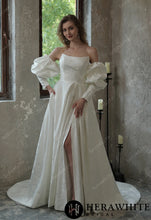 Load image into Gallery viewer, HW3043 HERAWHITE Scoop Neckline Brocade Satin Ballgown With Pockets