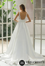 Load image into Gallery viewer, HW2515 HERAWHITE In Stock/ Illusion Bodice Satin A-line Bridal Gown With Pockets