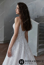 Load image into Gallery viewer, Hera White Bridal HW3306 - Sparkle Scoop Neckline Wedding Gown with Spaghetti Straps