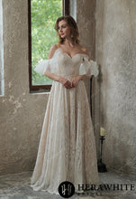 Load image into Gallery viewer, HW3049 HERAWHITE Allover Lace Boho Sweetheart Wedding Gown With Corset Back