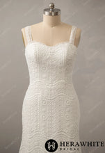 Load image into Gallery viewer, HW2830 HERAWHITE Romantic Boho Lace Sweetheart Neckline Sheath Bridal Dress