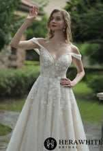 Load image into Gallery viewer, HW3036 HERAWHITE Elegant Floral 3D Lace Wedding Dress With Off-Shoulder Straps
