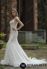 Load image into Gallery viewer, HW3051 HERAWHITE Classic V-Neck Allover Lace Fit And Flare Wedding Dress