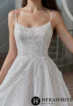 Load image into Gallery viewer, Hera White Bridal HW3306 - Sparkle Scoop Neckline Wedding Gown with Spaghetti Straps