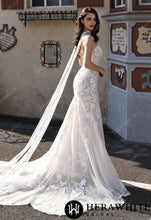 Load image into Gallery viewer, Hera White Bridal HW3801-O - Couture Off-the-Shoulder Floral Lace Mermaid Gown With Detachable Overskirt