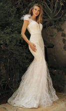 Load image into Gallery viewer, EMBELLISHED MERMIAD FEATHER ADORNED BRIDAL GOWN