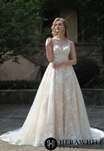 Load image into Gallery viewer, HW3070 HERAWHITE Ethereal A-Line Wedding Dress With Frosted Flower Lace