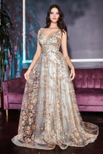 Load image into Gallery viewer, Layered tulle ball gown with glitter floral printed design -Ladivine CB068