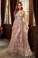 Load image into Gallery viewer, Layered tulle ball gown with glitter floral printed design -Ladivine CB068