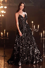 Load image into Gallery viewer, Sequined floral print A-line gown - Ladivine CB073