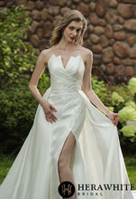 Load image into Gallery viewer, HW3071 HERAWHITE Strapless Silky Satin Wedding Dress With Detachable Overskirt