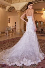 Load image into Gallery viewer, Trumpet style strapless sweet heart neckline lace appliqued romantic wedding gown