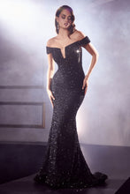 Load image into Gallery viewer, Off the shoulder sequin decadent gown. - Ladivine CD975C