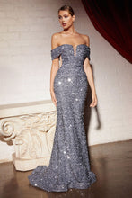 Load image into Gallery viewer, Off the shoulder sequin decadent gown. - Ladivine CD975C