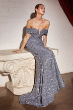 Load image into Gallery viewer, Off the shoulder sequin decadent gown. - Ladivine CD975C