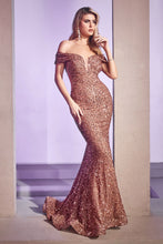 Load image into Gallery viewer, Off the shoulder sequin decadent gown. - Ladivine CD975C