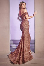 Load image into Gallery viewer, Off the shoulder sequin decadent gown. - Ladivine CD975C