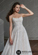 Load image into Gallery viewer, Hera White Bridal HW3306 - Sparkle Scoop Neckline Wedding Gown with Spaghetti Straps