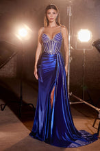 Load image into Gallery viewer, Ladivine CCDS44 - FITTED SATIN GOWN WITH BEADED BODICE
