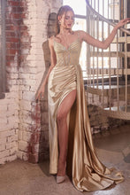 Load image into Gallery viewer, Ladivine CCDS44 - FITTED SATIN GOWN WITH BEADED BODICE