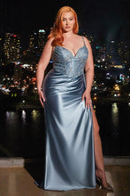 Load image into Gallery viewer, Ladivine CCDS44 - FITTED SATIN GOWN WITH BEADED BODICE