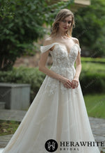 Load image into Gallery viewer, HW3036 HERAWHITE Elegant Floral 3D Lace Wedding Dress With Off-Shoulder Straps