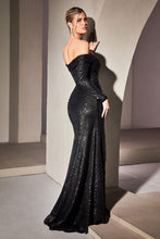 Load image into Gallery viewer, CH135 LADIVINE SEQUIN OFF THE SHOULDER LONG SLEEVE GOWN