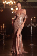 Load image into Gallery viewer, CH167 Ladivine Off the shoulder sequined gown
