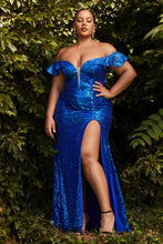 Load image into Gallery viewer, CH167 Ladivine Off the shoulder sequined gown