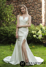 Load image into Gallery viewer, HW3071 HERAWHITE Strapless Silky Satin Wedding Dress With Detachable Overskirt