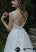 Load image into Gallery viewer, HW3034 HERAWHITE Beaded Sequins Lace And Sexy Split Wedding Dress