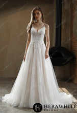 Load image into Gallery viewer, HW3029 HERAWHITE Beaded A-Line Wedding Dress with Spaghetti Straps