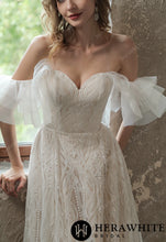 Load image into Gallery viewer, HW3049 HERAWHITE Allover Lace Boho Sweetheart Wedding Gown With Corset Back