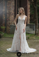 Load image into Gallery viewer, HW3050 HERAWHITE Beach Bohemian Lace Wedding Dress With Plunging V-Neckline