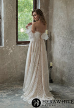 Load image into Gallery viewer, HW3049 HERAWHITE Allover Lace Boho Sweetheart Wedding Gown With Corset Back