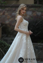 Load image into Gallery viewer, HW3070 HERAWHITE Ethereal A-Line Wedding Dress With Frosted Flower Lace
