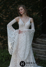 Load image into Gallery viewer, HW3044 HERAWHITE Summer Boho Lace Wedding Dress With Spaghetti Straps