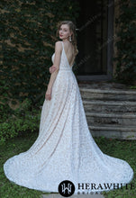 Load image into Gallery viewer, HW3044 HERAWHITE Summer Boho Lace Wedding Dress With Spaghetti Straps