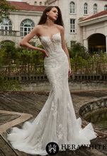 Load image into Gallery viewer, Hera White Bridal HW3429 - Beaded Sequins Lace And Detachable Overskirt Wedding Gown
