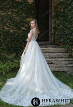 Load image into Gallery viewer, HW3034 HERAWHITE Beaded Sequins Lace And Sexy Split Wedding Dress