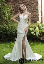 Load image into Gallery viewer, HW3071 HERAWHITE Strapless Silky Satin Wedding Dress With Detachable Overskirt