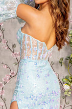 Load image into Gallery viewer, GL3247 GLS COLLECTIVE Glitter Sequin Mesh Mermaid Long Dress with Detachable Puff Sleeves