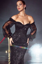 Load image into Gallery viewer, LONG SLEEVE OFF THE SHOULDER GOWN