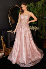 Load image into Gallery viewer, J840 LA DIVINE GLITTER PRINT A-LINE GOWN
