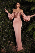 Load image into Gallery viewer, Ladivine 7482 - Soft Satin Billowy Sleeve Gown
